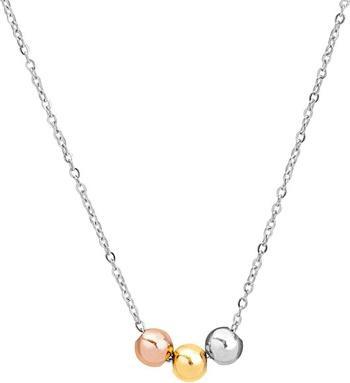 Trolli Troli - Stylish steel necklace with tricolor beads VESN0667S (L)