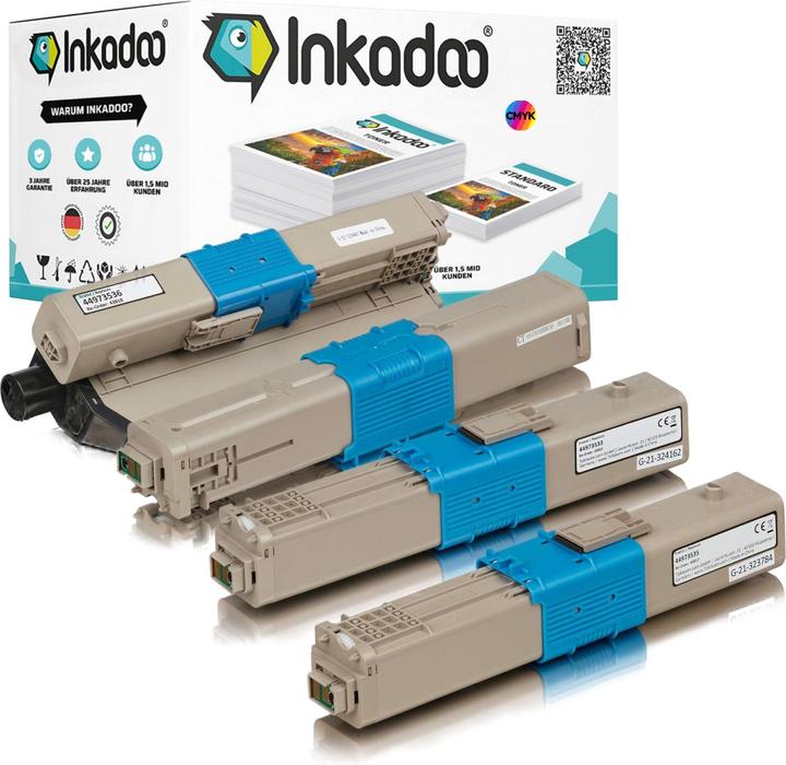 Image du produit Inkadoo Toner multipack compatible avec OKI C301 / C321 contient 4x cartouche toner noir cyan magent... (M, C, Y, CF)