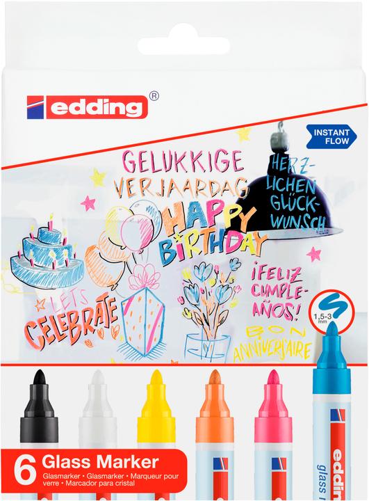 Actual product image Edding Glassboard brand (Multicoloured, 3 mm, 6 x)