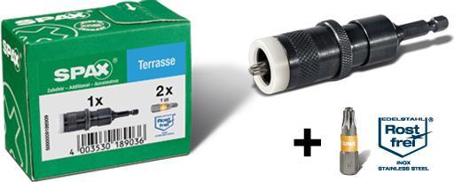 Image du produit Spax Drive Stop Butée de profondeur Support 1/4" avec embout T25 et Rondelles feutre (Six pans creux TX M25)
