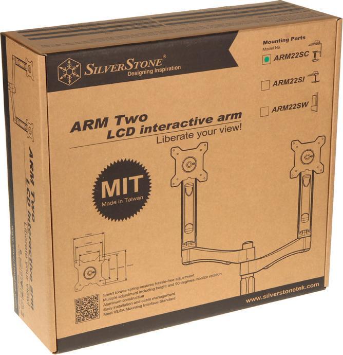 Actual product image Silverstone ARM Two Monitor Table Mount (Table, 24")