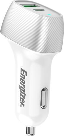 Produktbild Energizer Car Charger - Power Delivery & QC3 - 38W - 1 USB-C & 1 USB-A, silber