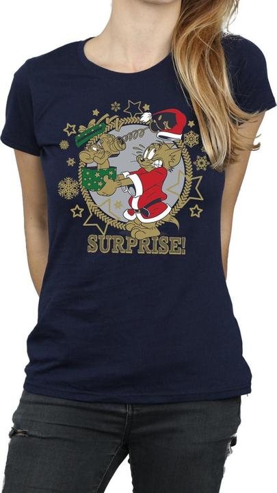 Actual product image Tom & Jerry Womens/Ladies Christmas Surprise Cotton T-Shirt (S)