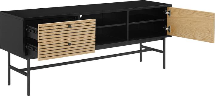 Image du produit SalesFever Buffet bas en placage bois véritablex60 noir (150 x 40 x 60 cm)