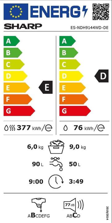 Energie-Label Sharp ES-NDH9144WD-DE