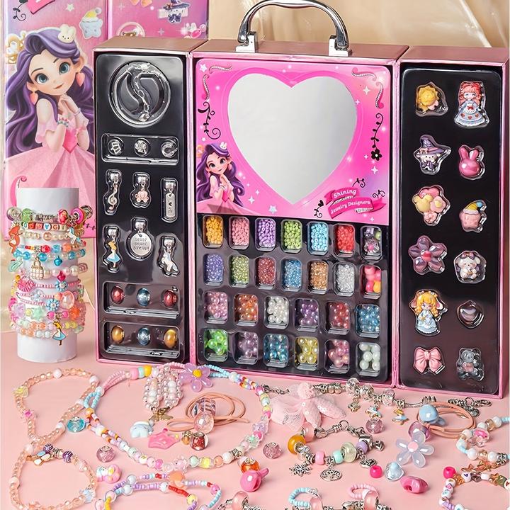 Actual product image Activity Board Unicorn & Mermaid Charm Bracelet and Necklace Craft Kit with Beads - Creative DIY Jewellery