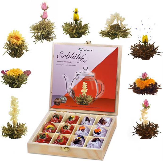 Image du produit Creano Thé en coffret cadeau 12 boules Thé fleuri Thé blanc et thé noir No.4 (240 g)