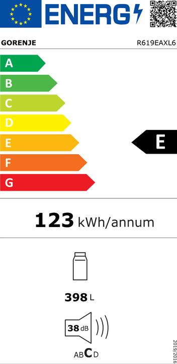 Label énergétique Gorenje Chłodziarka R619EAXL6 (398 l)