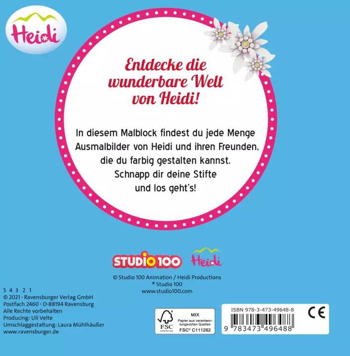 Produktbild Ravensburger Heidi: Mein Malblock (Deutsch, Studio 100 Media GmbH, 2021)