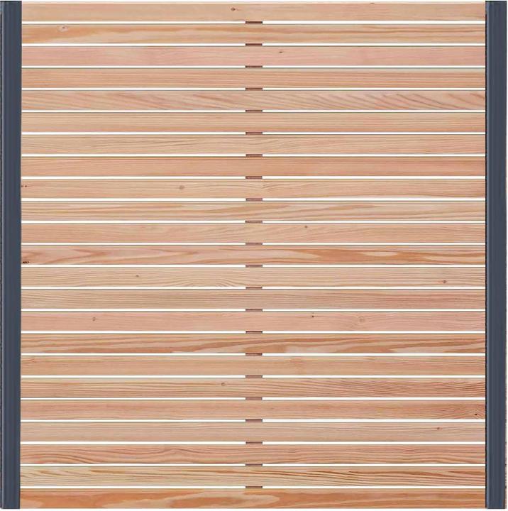 Actual product image Rhombus-Sichtschutzzaun Lärche | 5x Elemente (180x180cm) & 6x Alu-Pfosten (7x7x235cm)