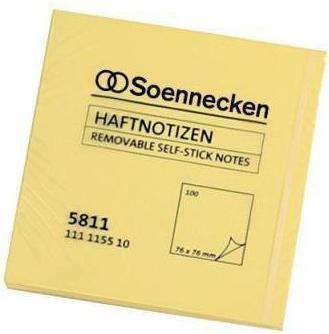 Produktbild Soennecken Haftnotiz Masse: 76 x 76 mm (B x H) Farbe: gelb (75 x 75 mm)