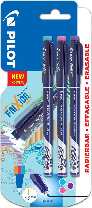 Pilot FriXion Fineliner x3 Fancy (Violet, Rose, Vert clair, Bleu foncé, 3 x)