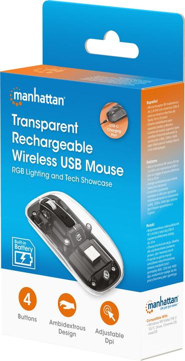 Actual product image Manhattan MH Transparent 4D mouse, Black (Wireless)