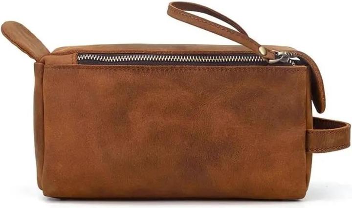 Immagine prodotto Only-Bags.Store Borsa per il bucato in pelle fatta a mano, borsa per cosmetici in pelle