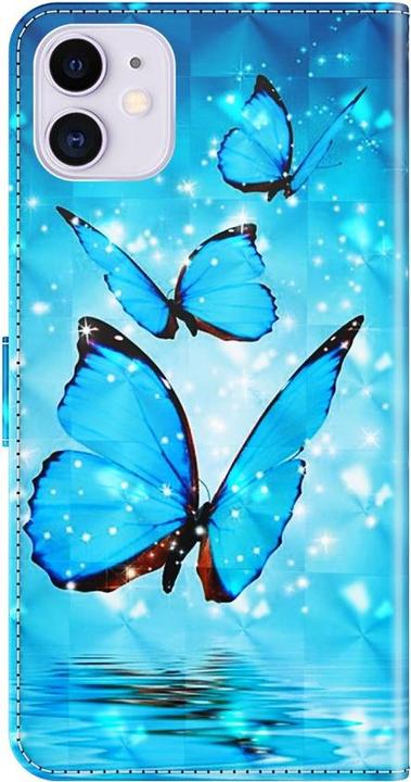 Produktbild Cover-Discount iPhone 13 mini - Etui Glitzer Effekt Schmetterling blau (Apple iPhone 13 mini)