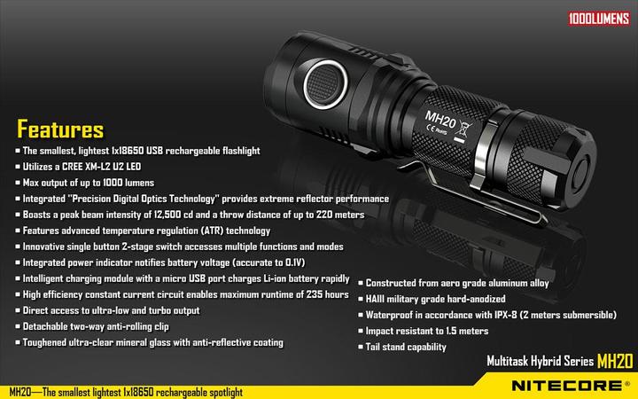 Produktbild Nitecore MH20 Neutral White (10.50 cm, 1000 lm)