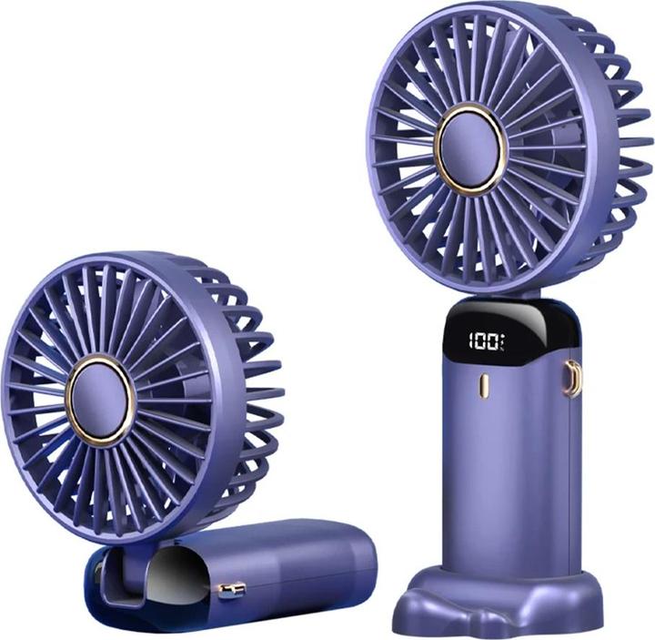 Produktbild Techsuit - Handheld Fan (N15) - Foldable Design, Digital Display, Ultra Silent, 1800mAh - Purple
