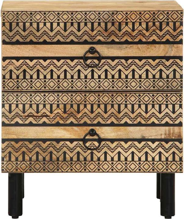 Actual product image VidaXL Bedside table Bedside cabinet Bedside chest of drawers Bedside console Black Rough mango wood (40 x 33.5 x 46 cm)