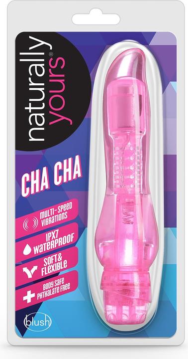 Blush Naturally Yours Cha Cha 6 3/4 Inch Soft Bendable Multi Speed Vibrating IPX7 Submersible Waterp (Pink)