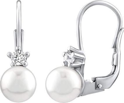 Silvego Gentle silver earrings with white pearl Swarovski SILVEGO35037W (925 Sterling Silber)