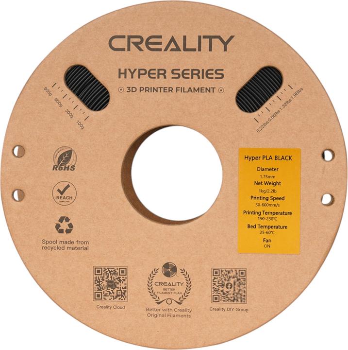 Produktbild Creality Filament PLA Hyper (PLA, 1.75 mm, 1000 g, Schwarz)
