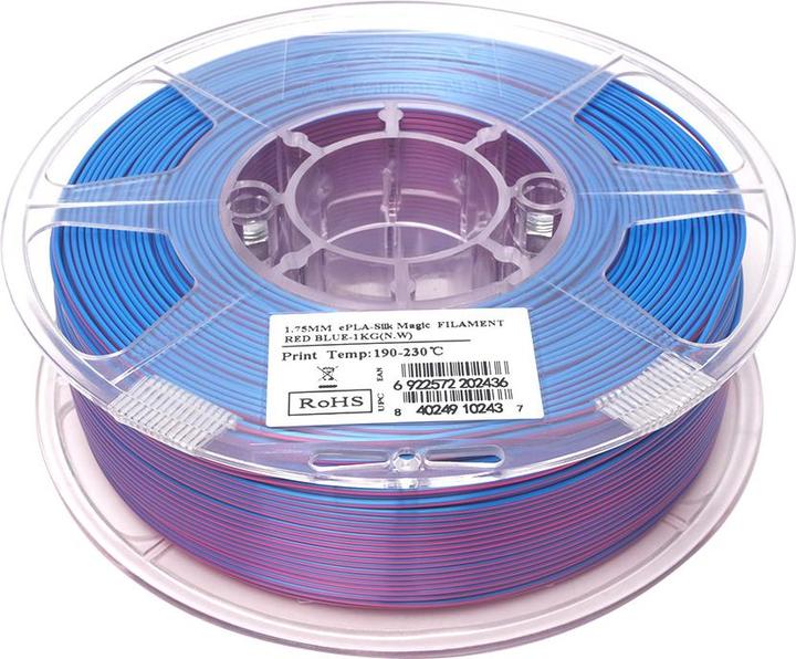 Actual product image eSUN eSilk Magic-PLA Blue-Red Filament 1.75mm 1Kg (PLA, 1.75 mm, 1000 g, Blue)