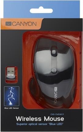 Produktbild Canyon Wireless mouse MW-01, blue LED sensor, 6 buttons, 2.4GHz, Black (Kabellos)