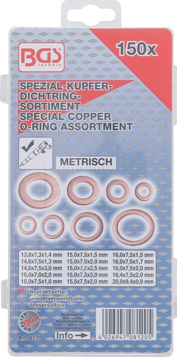 Produktbild BGS Einspritzdüsen-Kupferring-Sortiment 150-tlg.