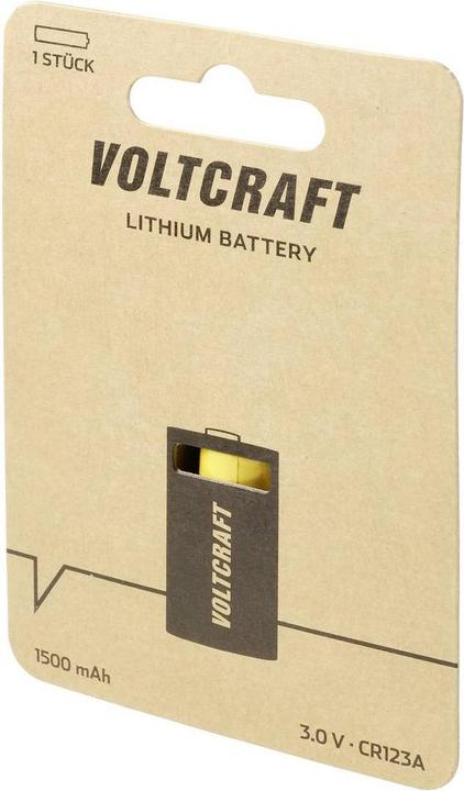 Immagine prodotto Voltcraft CR123A Batteria fotografica CR-123A al litio 1500 mAh 3 V 1 pz. (1 pz., RCR123A, 1500 mAh)
