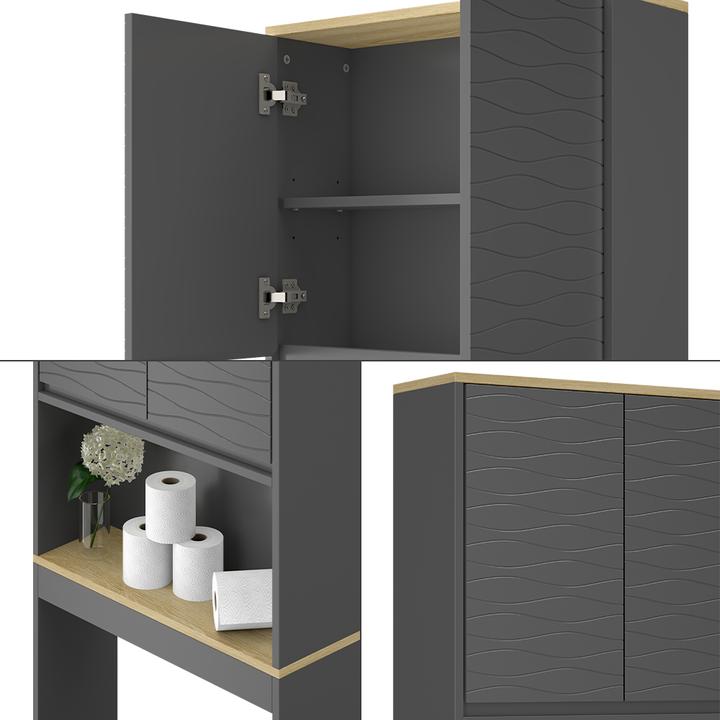 Image du produit Vichy Toilettenschrank Livia, Anthrazit/Holz, 60 x 163 cm