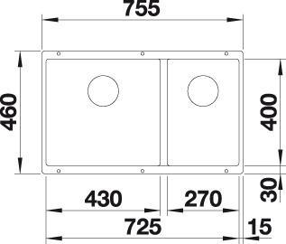 Immagine prodotto Blanco Linea secondaria 430/270-U (Lavello sottopiano, 46 cm, 75.50 cm)
