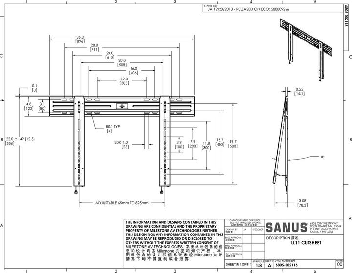 Immagine prodotto Sanus Ll11 (Muro, 80", 68 kg)