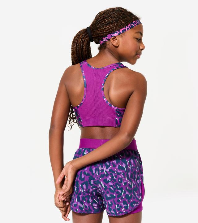 Produktbild Decathlon Sport-Bustier Mädchen atmungsaktiv - Leopardenprint violett (8, 9, 10)