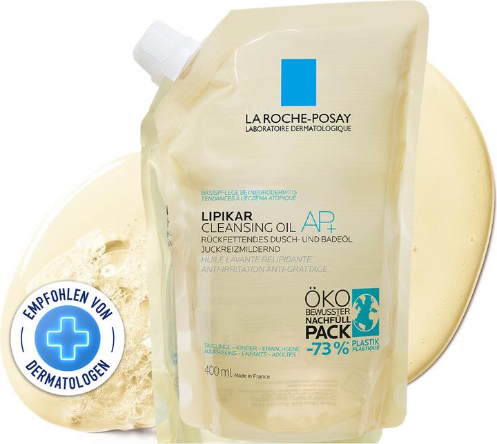La Roche Posay Lipikar Rückfettendes Dusch- und Badeöl AP+ für juckende, trockene und empfindliche Haut (400 ml)