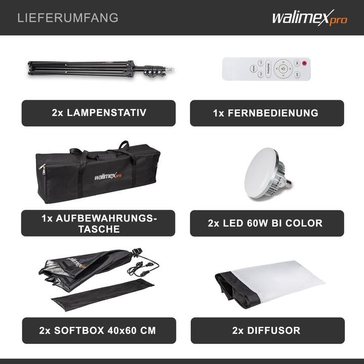 Actual product image Walimex pro 60W Softbox Bi Color Kit 2 (Soft boxes)