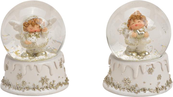 Roost Schneekugel Engel 10030180 Poly, Glas, weiss 7x9x7cm