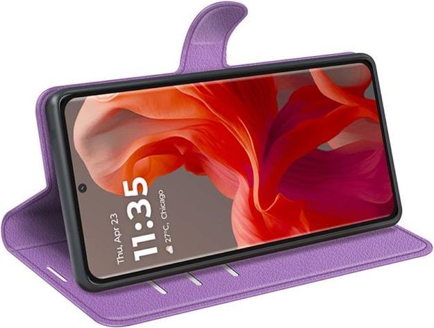 Actual product image MU Classic Litchi Leather Bookcover Series (Motorola Moto G85)