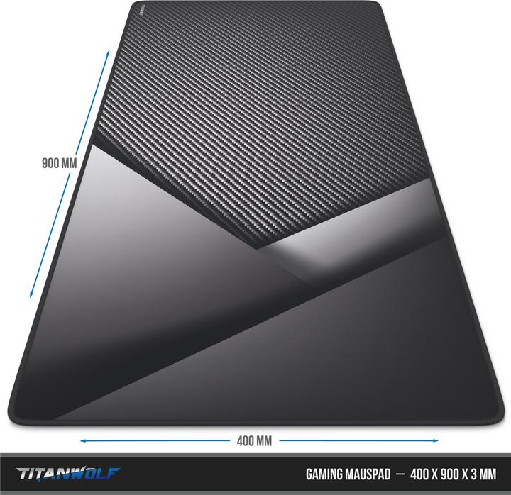 Produktbild Titanwolf Gaming Mauspad, 900 x 400mm XXL Mausmatte, verbessert Präzision & Geschwindigkeit, Carbon (XXL)