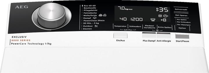 Produktbild AEG LTR8E81379 Waschmaschine Toplader / / ÖKOMix - Faserschutz / ProSteam® - Auffrischfunktion / 7,0 (7 kg, Hinten)