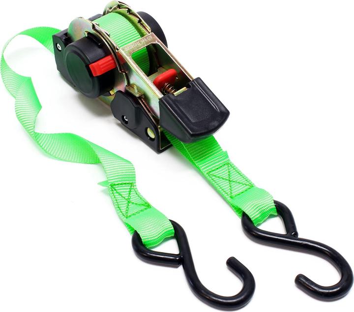 Image du produit Wiltec Sangle d’arrimage 3m x 25mm Traction 320 daN PES Crochet en forme S avec Tendeur à cliquet