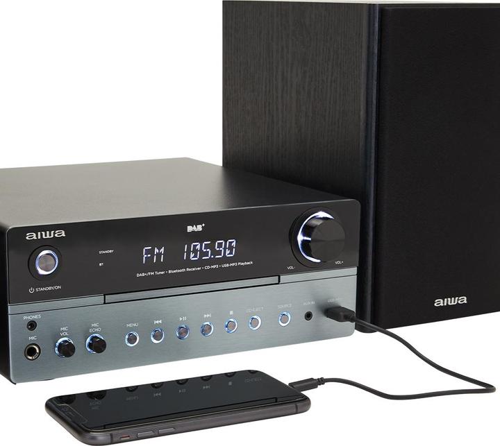 Produktbild Aiwa MSBTU-700 mikrojärjestelmä, hopea (Bluetooth, CD Player, 1x 25 W)