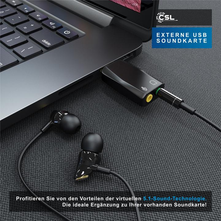 Immagine prodotto CSL Scheda audio USB a 5.1 canali, esterna, 5.1 virtual surround, connessioni line-out e microfono-in (USB 2.0)