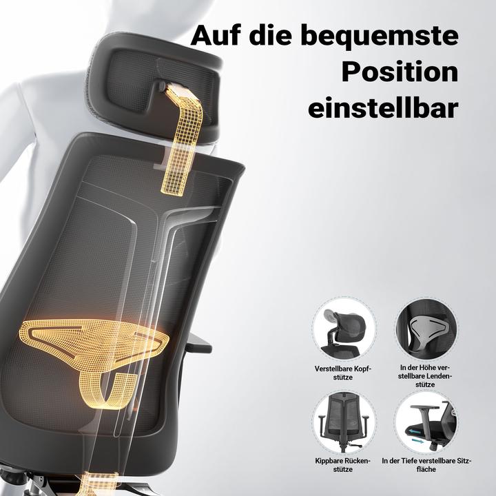 Image du produit Wiltec Chaise de bureau ergonomique