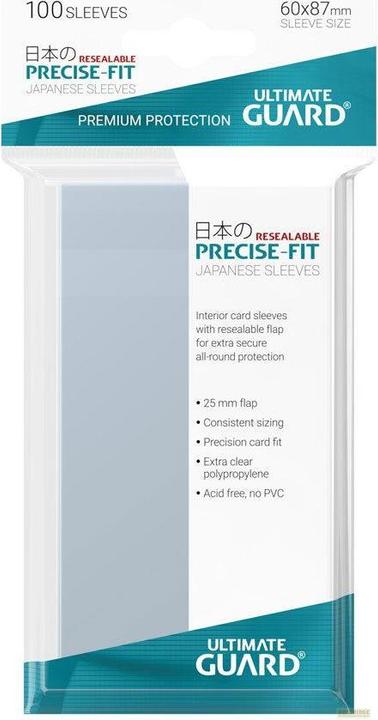 Ultimate Guard UGD010312 - Manicotti Precise-Fit da 100 carte richiudibili formato giapponese, trasparenti