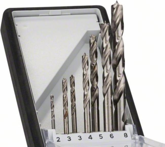 Produktbild Bosch Professional Zubehör PRO Wood HSS Holzspiralbohrer-Set. 7-tlg. (2 mm, 3 mm, 4 mm, 5 mm, 6 mm, 8 mm)