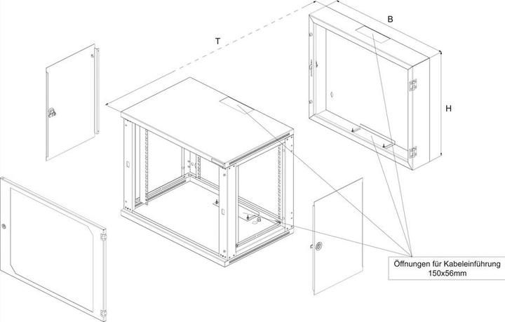 Produktbild Conteg RUD Wandgehäuse schwenkbar 6 HE (HxBxT) 358x600x500 mm (6 HE, 19 Zoll Rack)