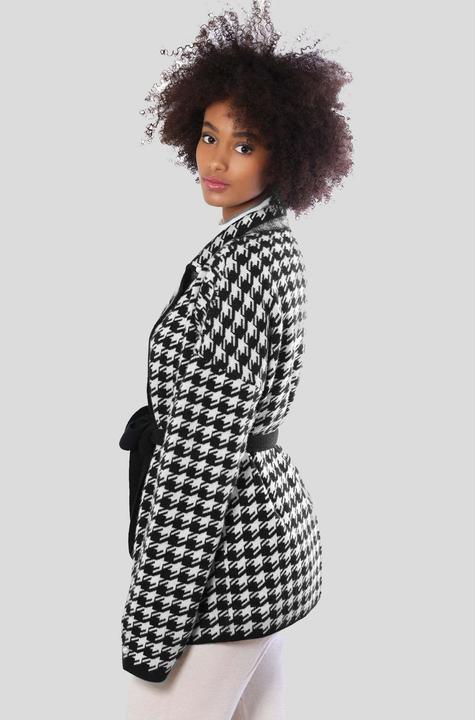 Actual product image Bellemere Cardigan Two-Tone Cashmere-Merino Houndstooth (L)