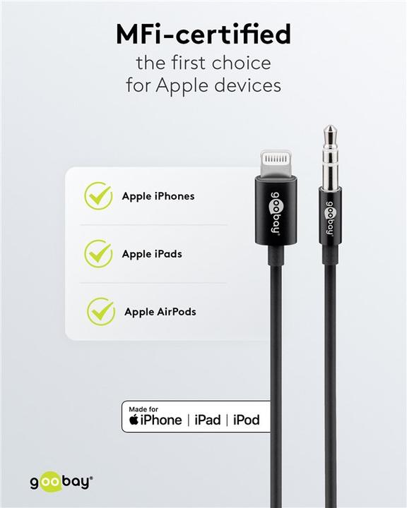Actual product image Goobay 3.5mm jack - Lightning (1 m, 3.5mm jack (AUX), Lightning)