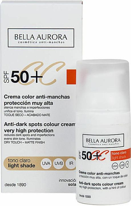 Bella Aurora CC CREAM anti-manchas tono claro SPF50+ 30 ml (Sonnencreme Gesicht, SPF 50+, 30 ml, 70 g)