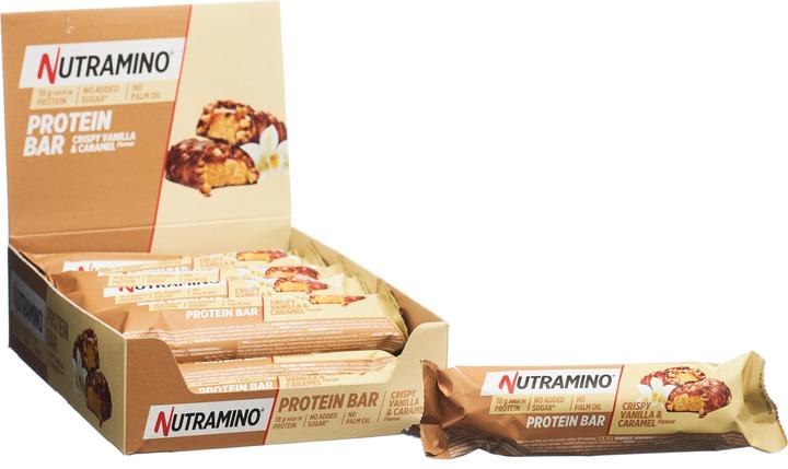 Actual product image Nutramino Crispy Proteinbar Vanilla & Caramel (12x64g) (Vanilla, 12 pcs., 660 g)